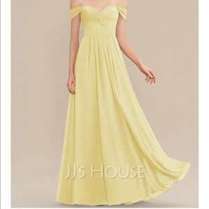 A-Line Off-the-Shoulder Floor-Length Chiffon Bridesmaid Dress With Ruffle